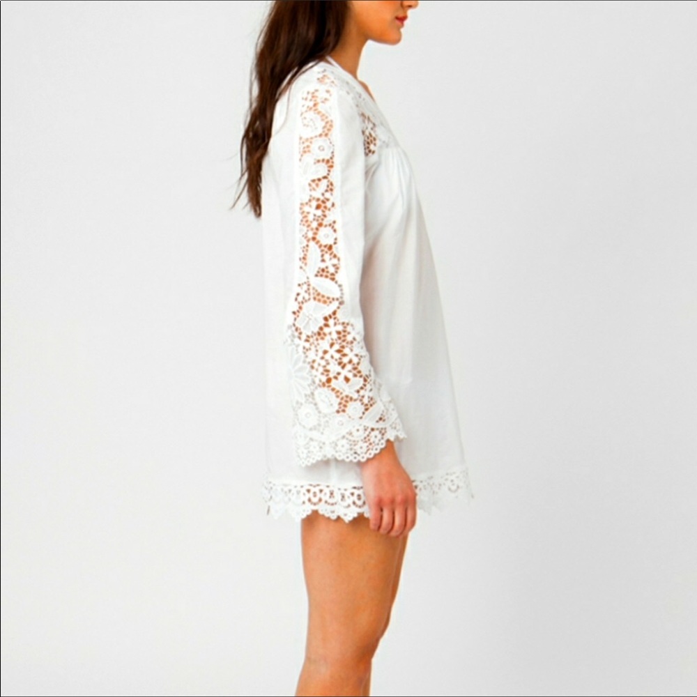 P. ROSSINI WHITE SHORT LACE DETAIL TUNIC DRESS - Picture 2 of 3